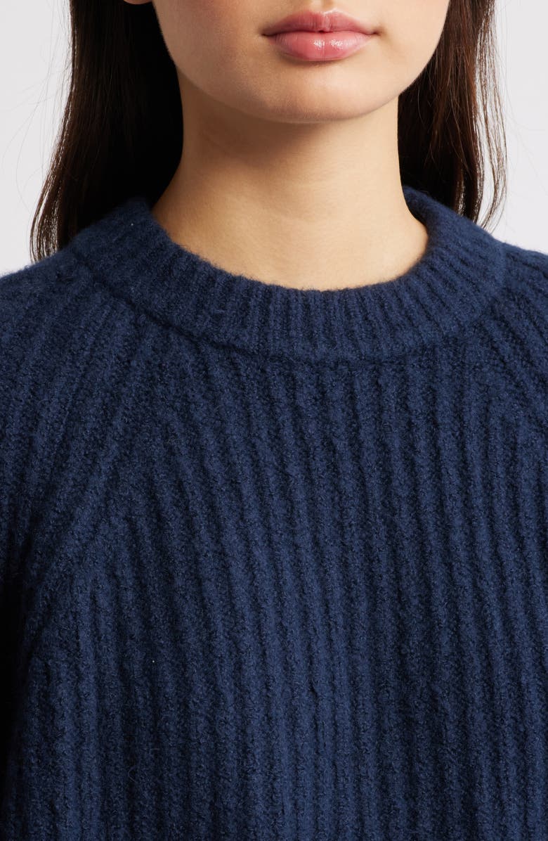 Madewell Rib Cotton Blend Sweater, Alternate, color, Deep Indigo