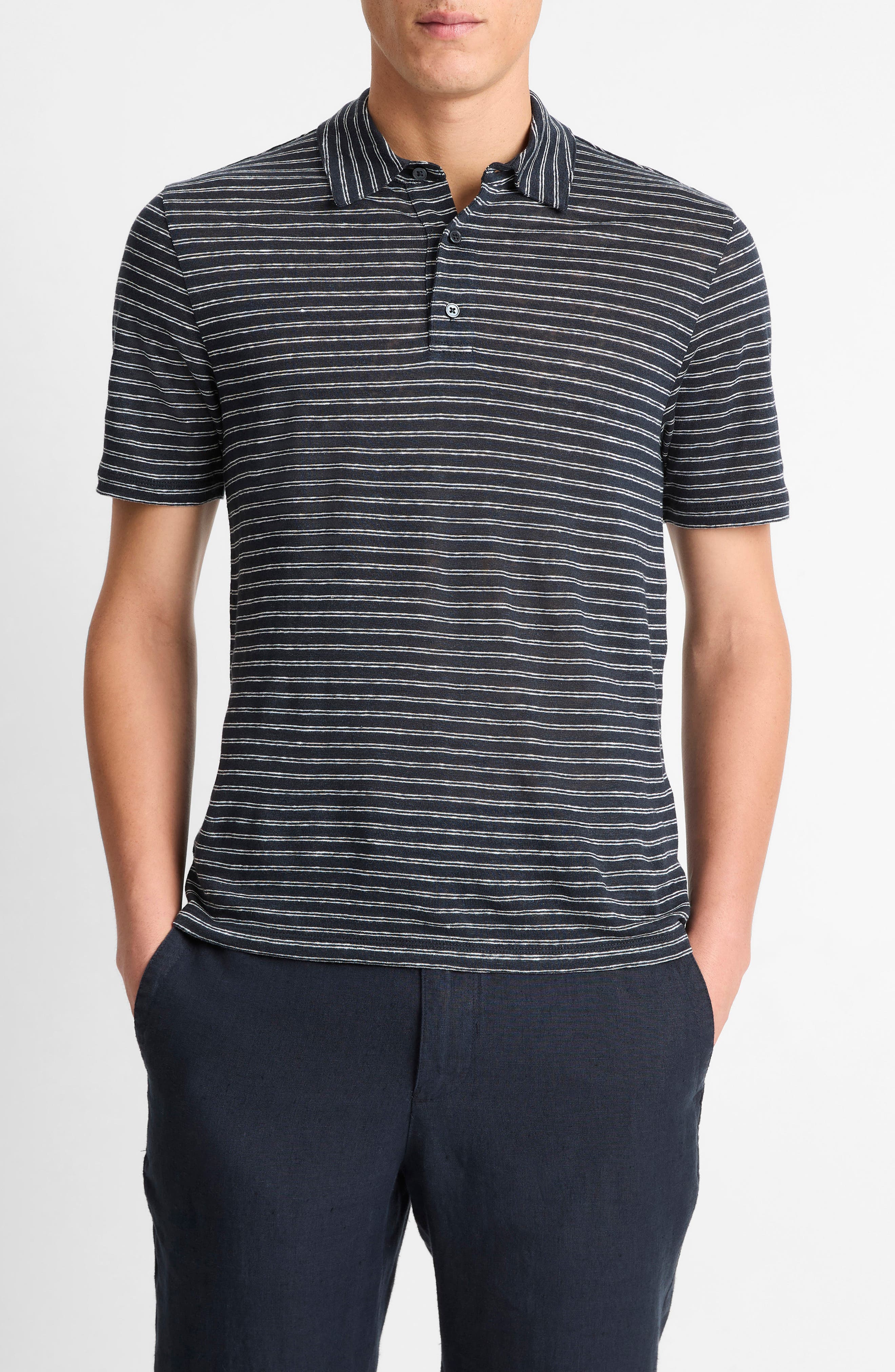 Vince Stripe Linen Polo