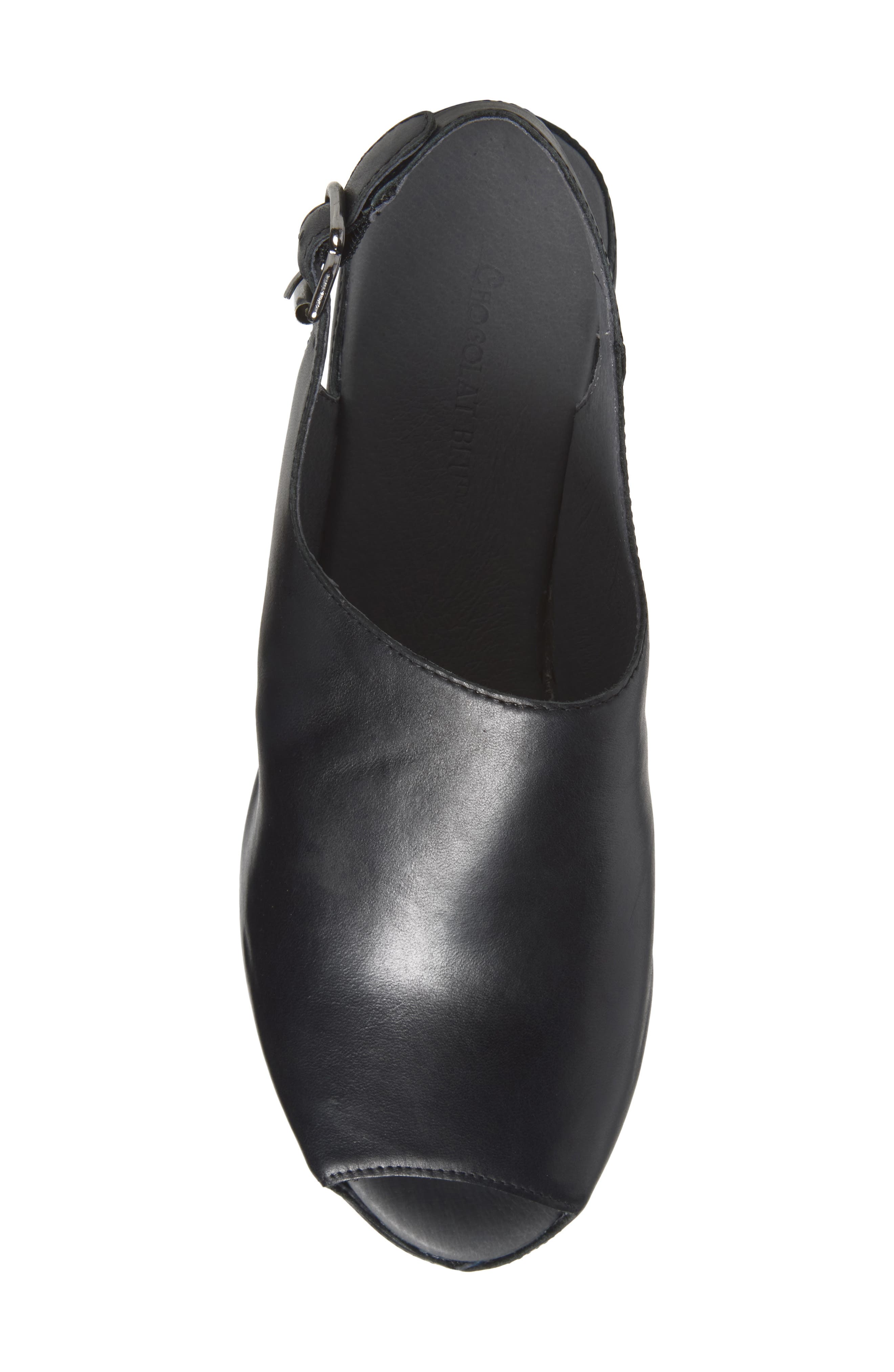 Waby Slingback Peep Toe Platform Wedge Mule, Alternate, color, BLACK LEATHER