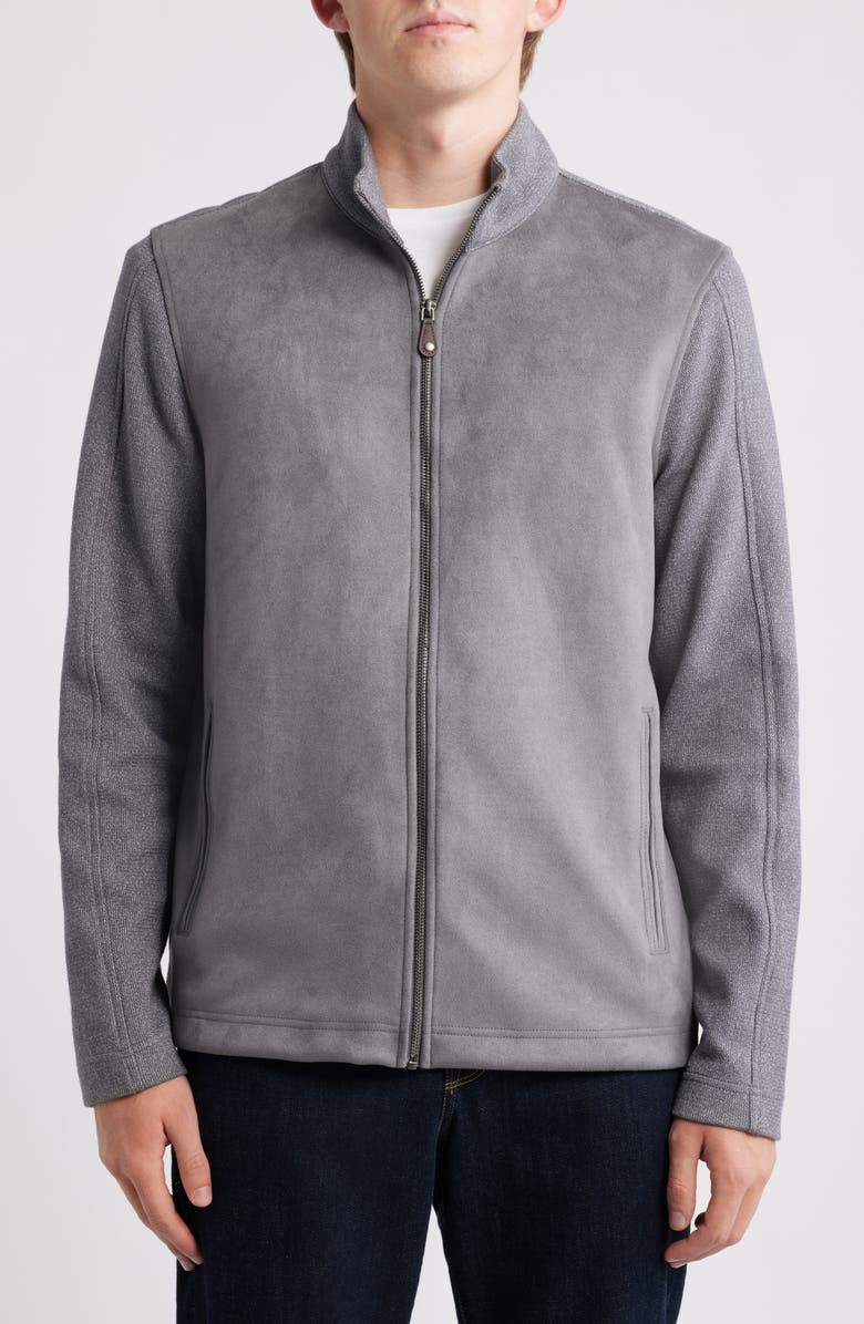 Johnston & Murphy Sueded Mixed Media Jacket, Alternate, color, Gray