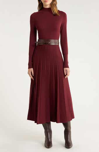 Alicia Long Sleeve Belted Sweater Dress