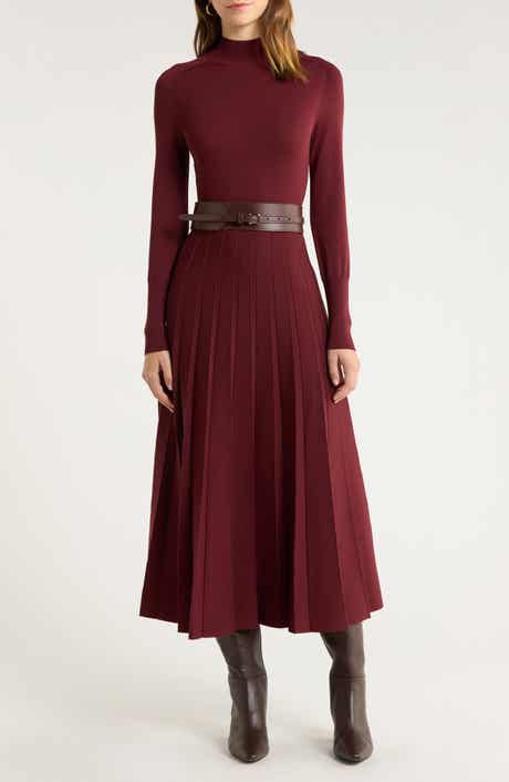 Alicia Long Sleeve Belted Sweater Dress
