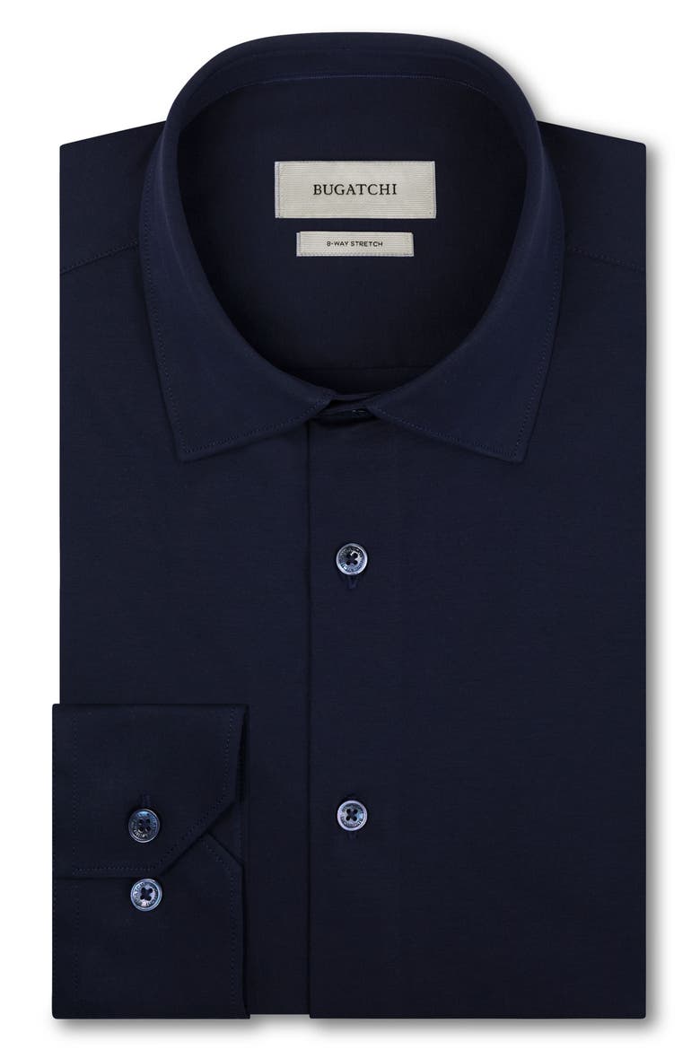 OoohCotton® Solid Button-Up Shirt, Alternate, color, NAVY