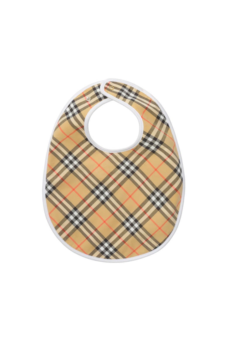 Check Cotton Three-piece Bib Set, Alternate, color, White