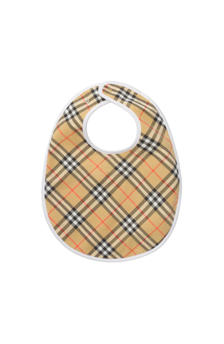 Burberry Check Cotton Three-piece Bib Set, Alternate, color, White