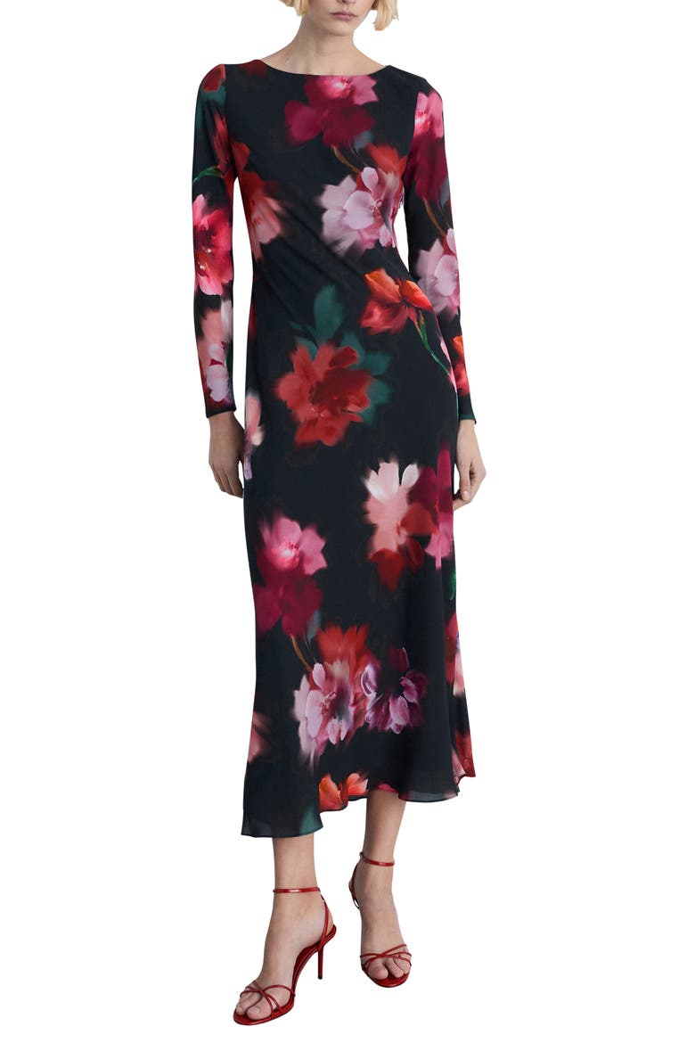 Allegra Long Sleeve Dress, Main, color, BLACK