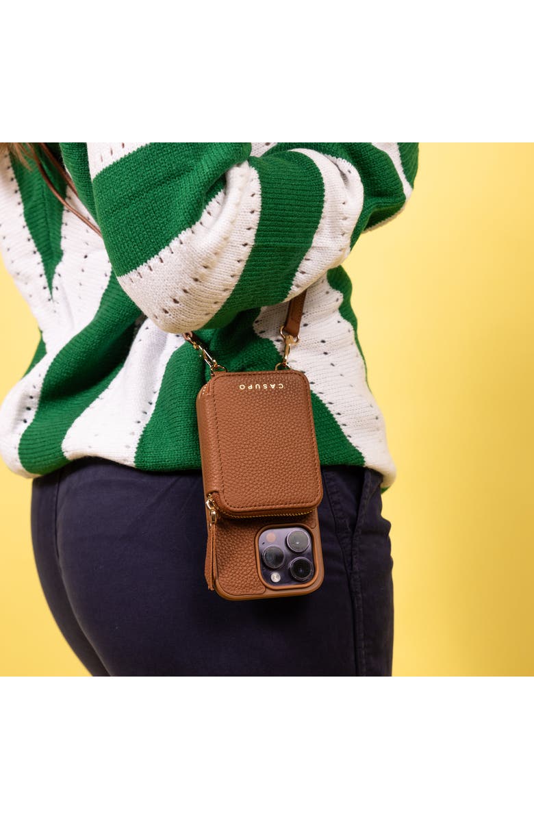 Casupo Leather iPhone Case with wallet and crossbody strap, Alternate, color, Natural
