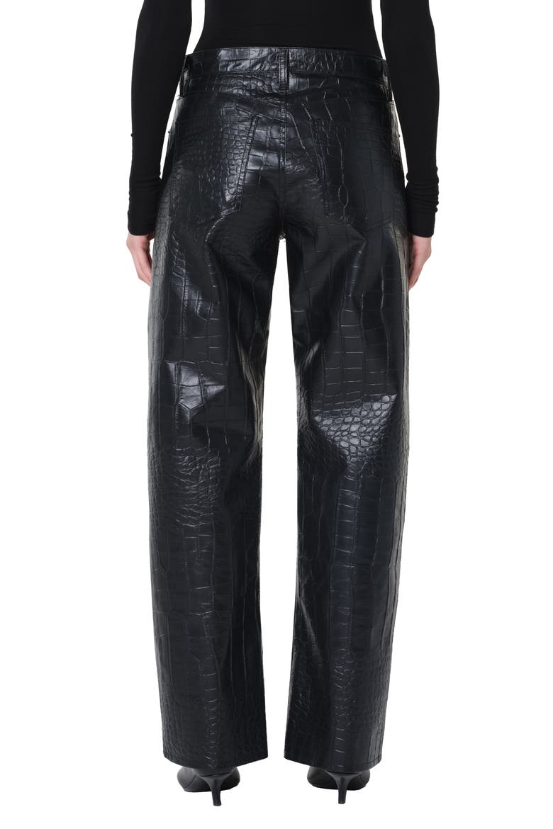 Arc Croc-Embossed Faux Leather Pants, Alternate, color, CROC CROC TEXTURED BLK