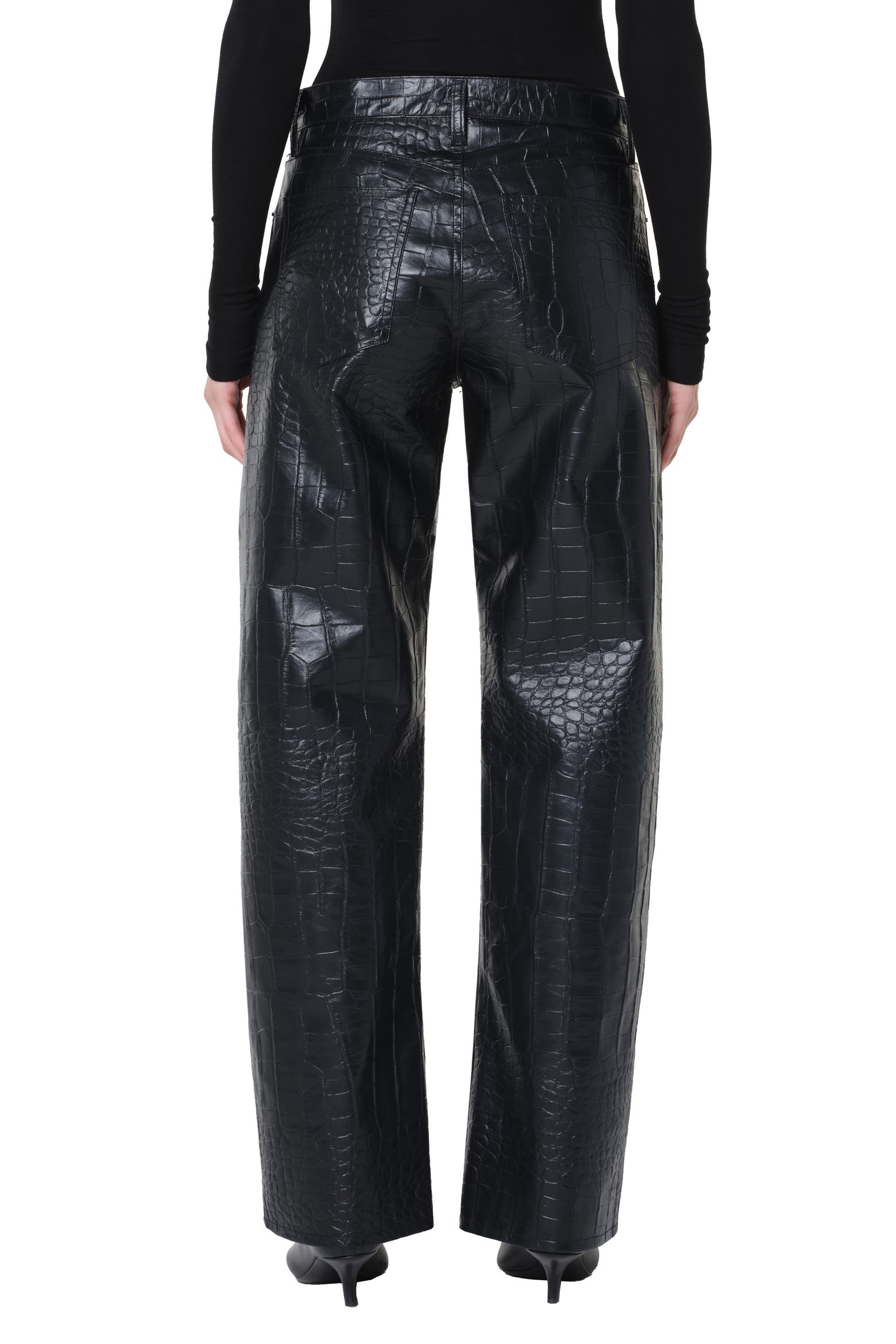 Free Crocs AGOLDE Arc Croc-Embossed Faux Leather Pants (Women) | Nordstromrack