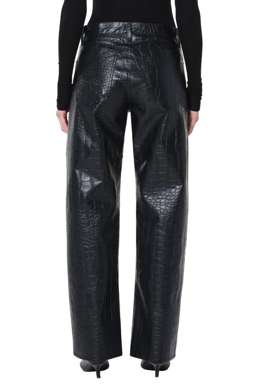Agolde Arc Croc-embossed Faux Leather Pants In Black