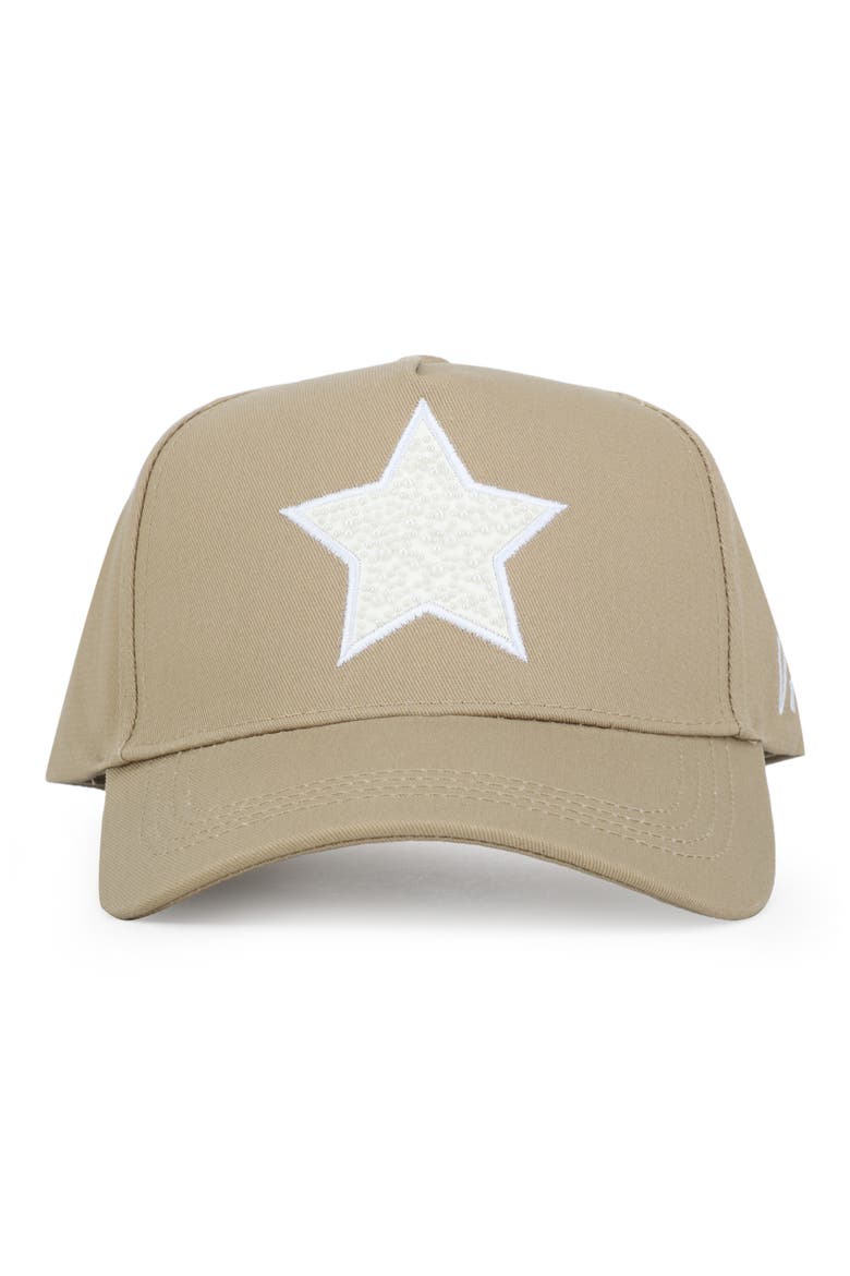 Faux Pearl Star Patch Baseball Cap, Main, color, KHAKI/ PEARL