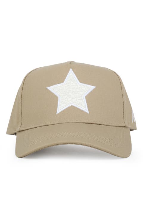 Faux Pearl Star Patch Baseball Cap
