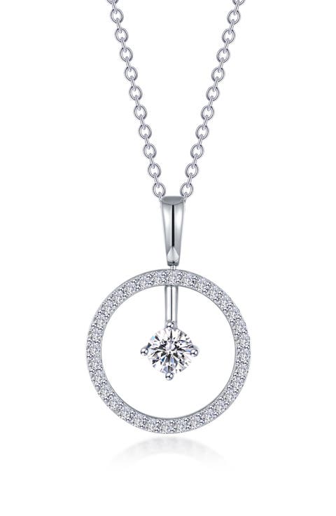 Simulated Diamond Lab-Created Birthstone Reversible Pendant Necklace