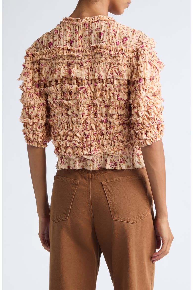 Mabel Silk Ruffle Top, Alternate, color, BLUSH MILLE- FLEUR