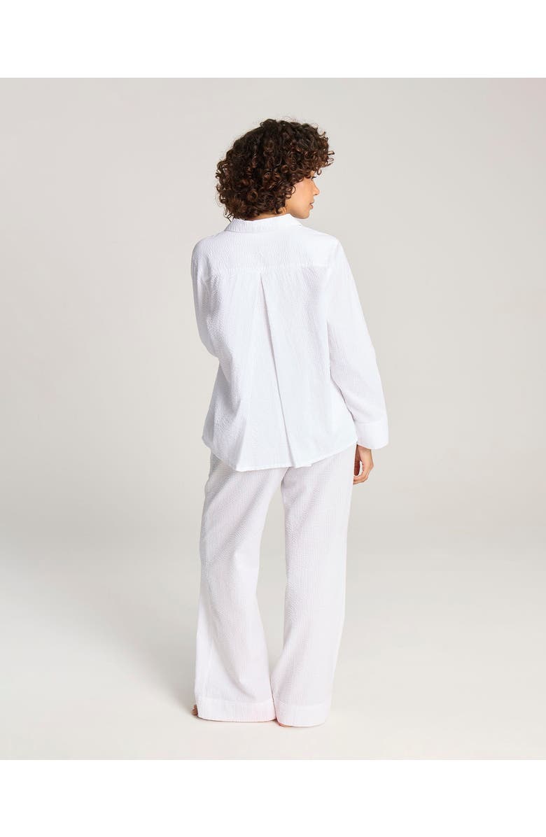 Nudea The Seersucker Boxy Long Sleeve Shirt, Alternate, color, White