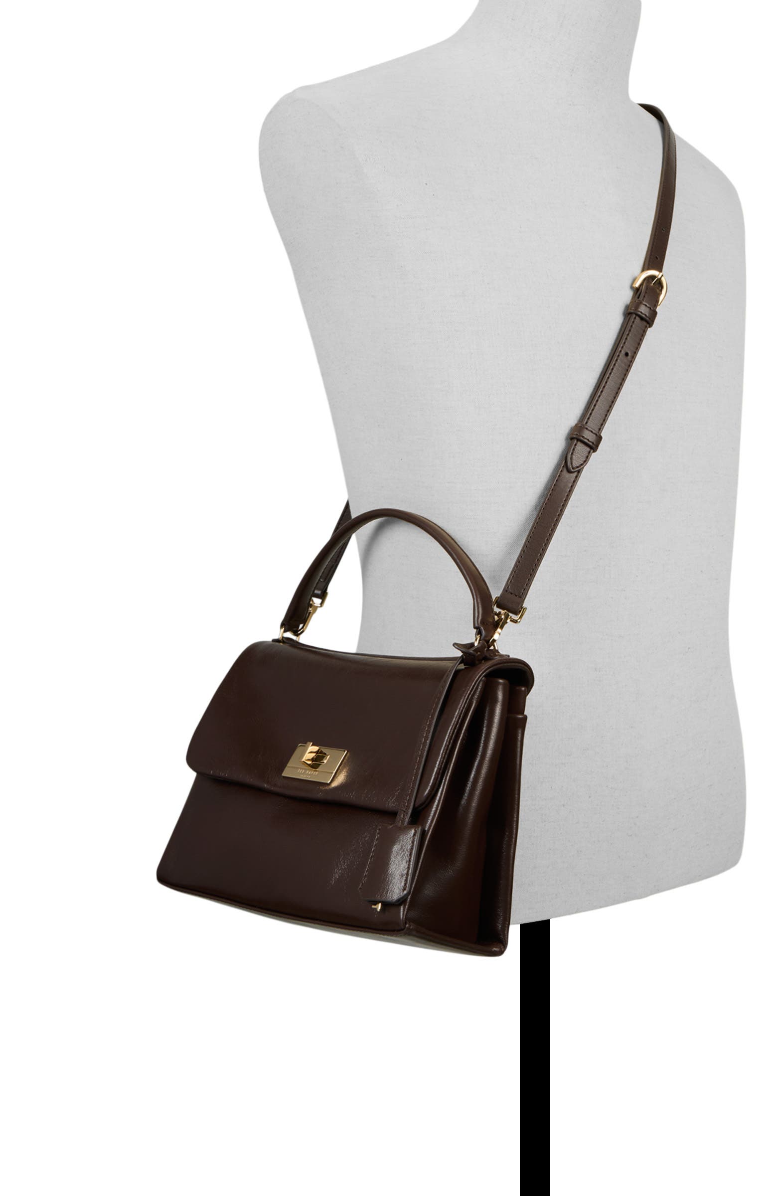 Bethany Leather Handbag, Alternate, color, DARK BROWN