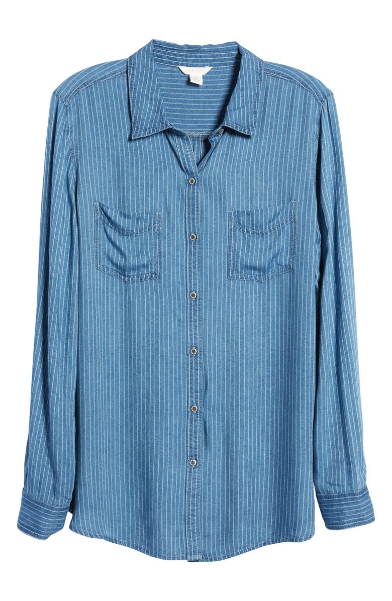 Caslon<sup>®</sup> Stripe Chambray Shirt, Alternate, color, 