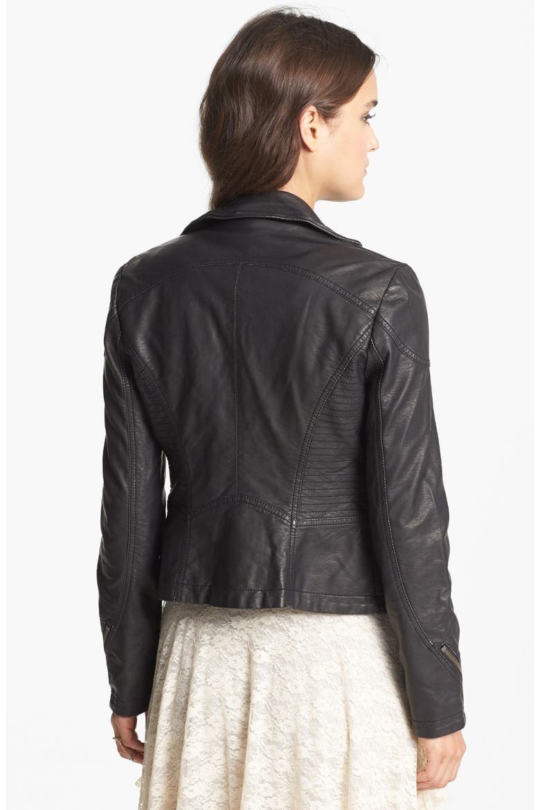 Distressed Faux Leather Moto Jacket, Alternate, color, DISTRESSED BLACK