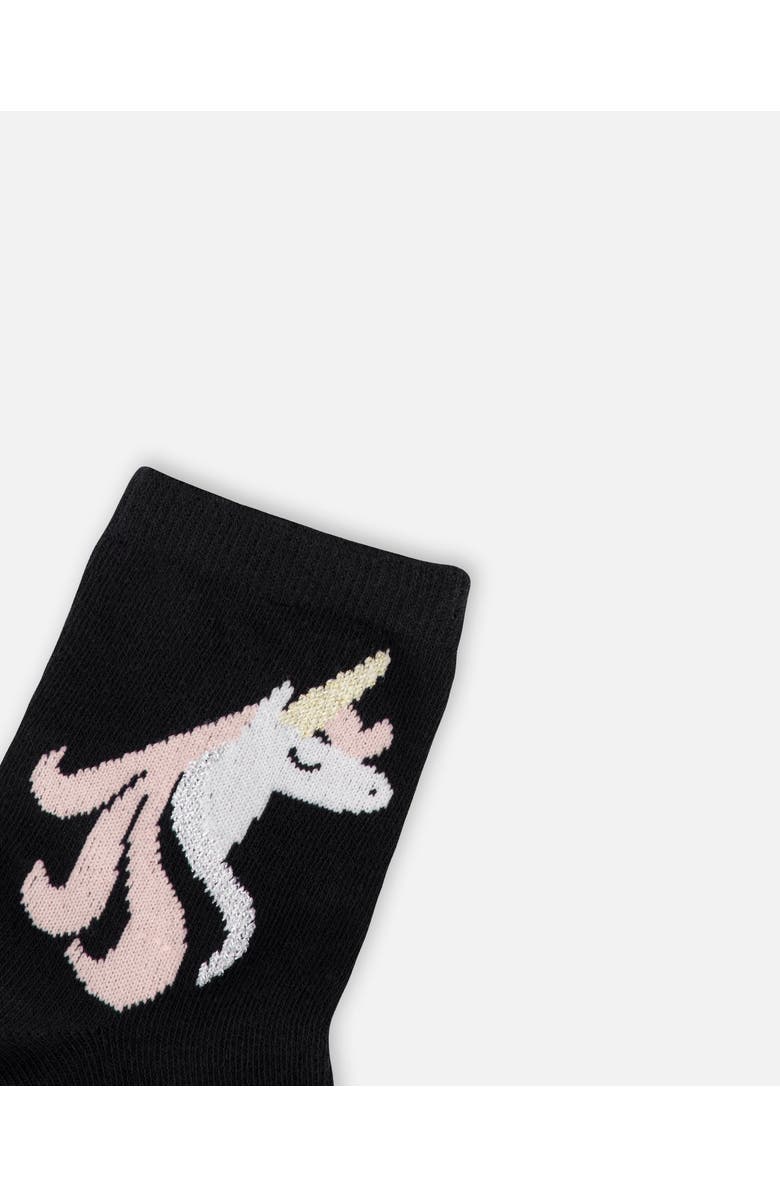 Deux par Deux Girl 3-Pack Knit Socks, Alternate, color, Black And Pink