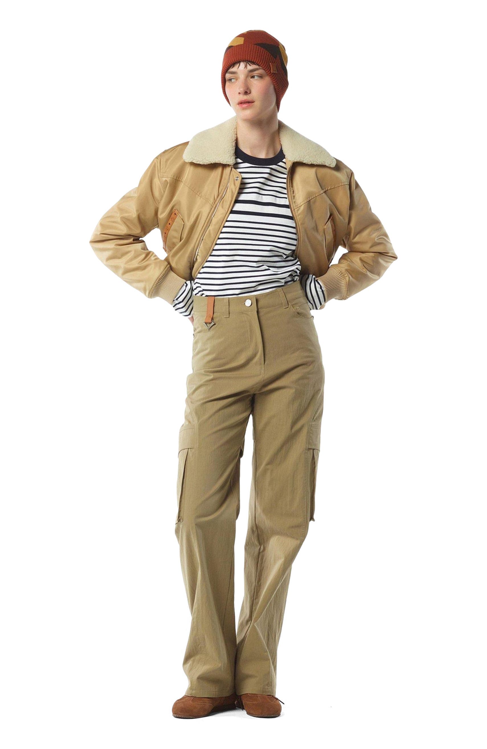 Aviator Jacket in Shearling and ECONYL