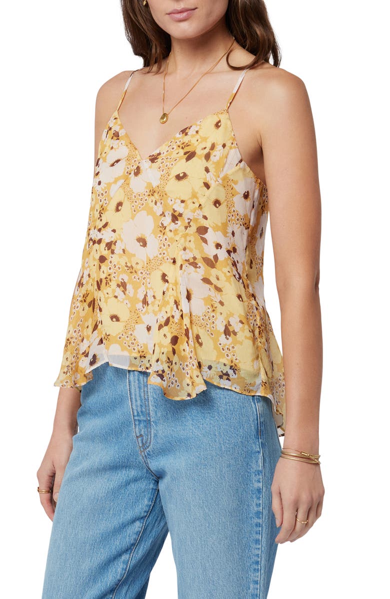 Joie Amelia Floral Handkerchief Hem Silk Camisole, Alternate, color, 