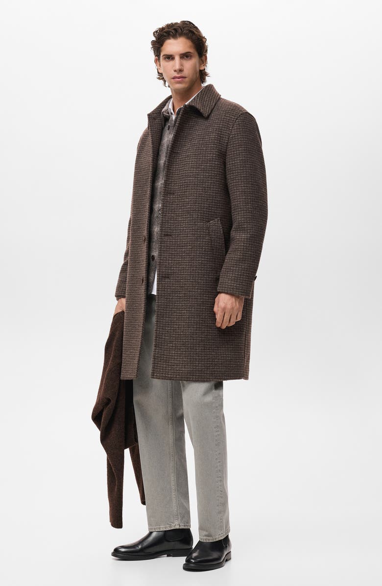 MANGO Microcheck Long Coat, Alternate, color, 