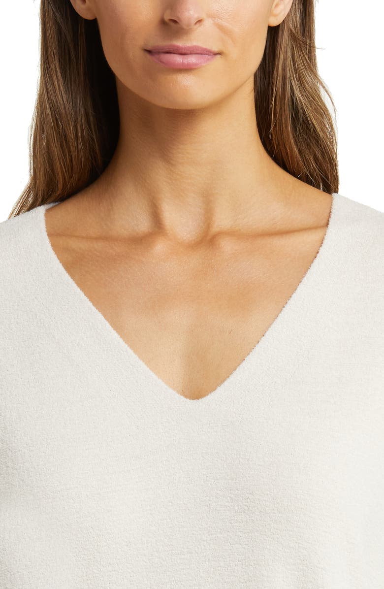 Barefoot Dreams<sup>®</sup> High-Low Hem V-Neck Pajama Pullover Sweater, Alternate, color, Almond