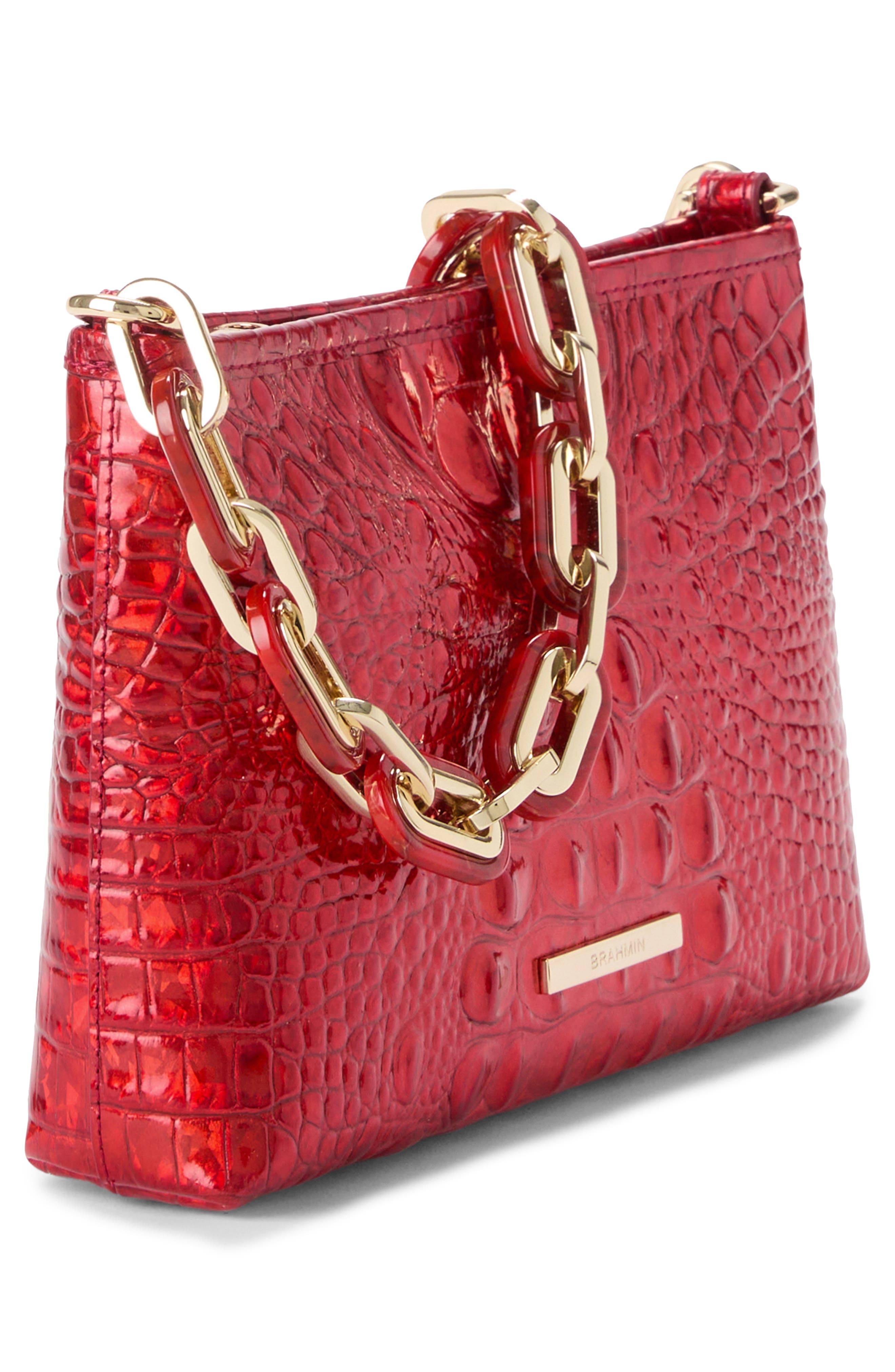 Brahmin Mod Lorelei Croc Embossed Leather Shoulder Bag, Alternate, color, Red Opal Melbourne
