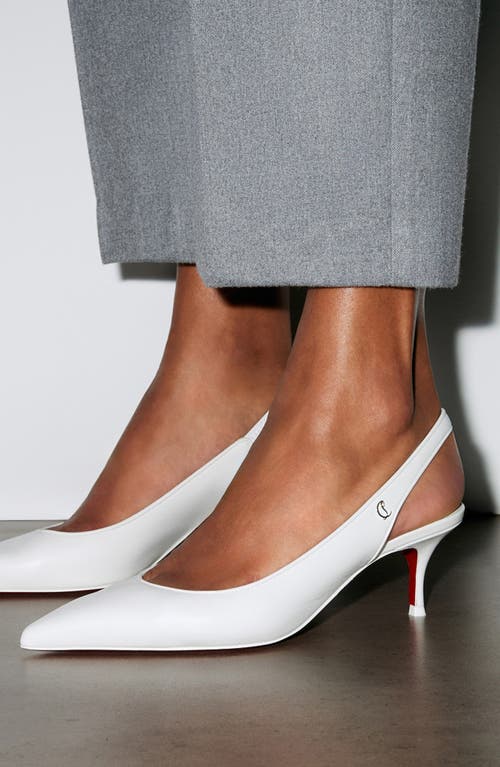 Christian Louboutin Sporty Kate 55 White Leather Slingbacks In Bianco