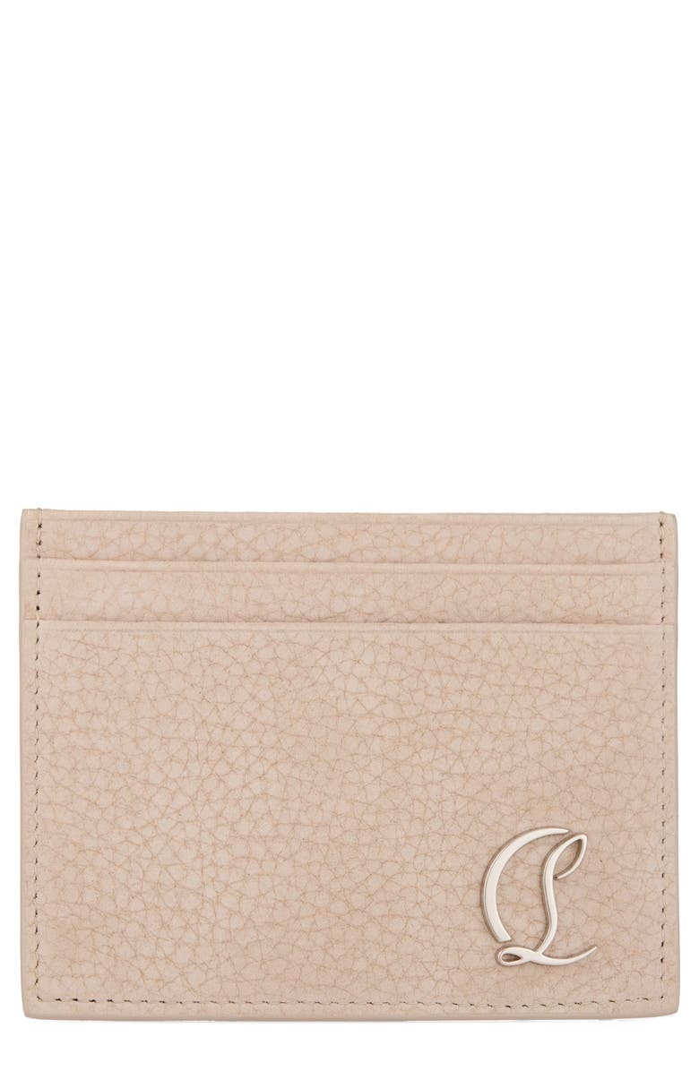Christian Louboutin Mooncrest Card Holder, Main, color, Bg3e-Beige/ Silver