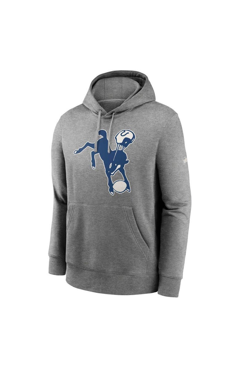 Nike Men's Nike Heathered Gray Indianapolis Colts Rewind Club Fleece Pullover Hoodie, Alternate, color, 