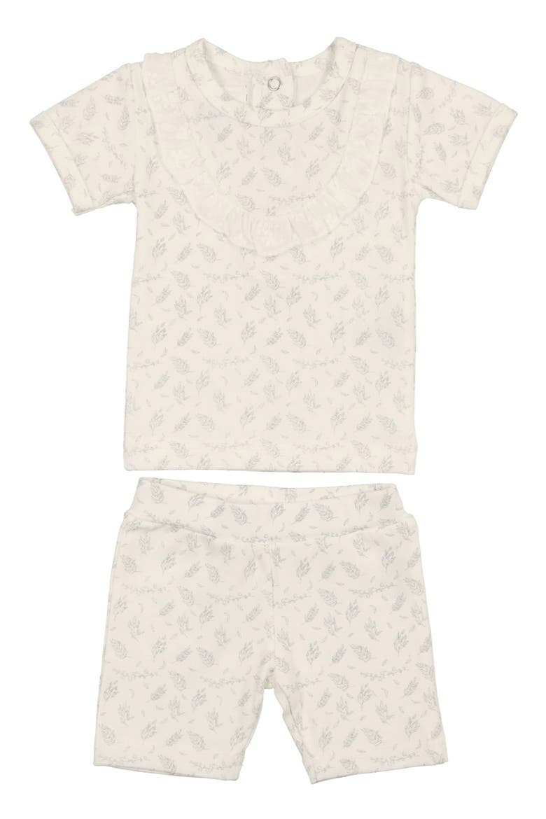 Kids' Leaves & Branches Cotton Blend Top & Shorts Set, Main, color, WHITE