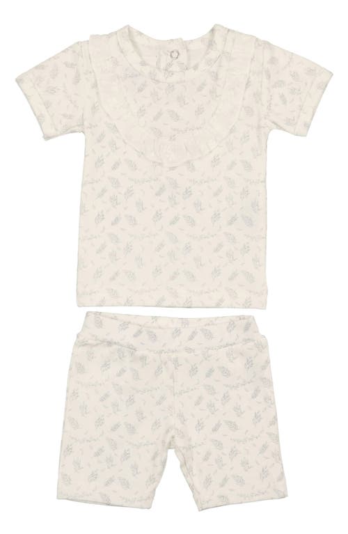 Maniere Manière Kids' Leaves & Branches Cotton Blend Top & Shorts Set In Neutral