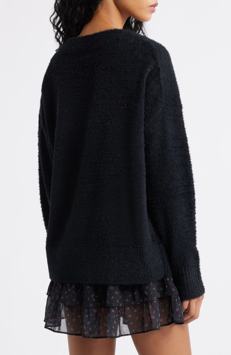 BP. Fuzzy V-Neck Sweater, Alternate, color, Black