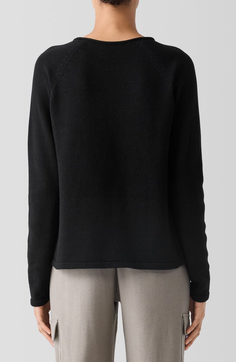 Eileen Fisher Raglan Sleeve Organic Cotton Blend Sweater, Alternate, color, Black