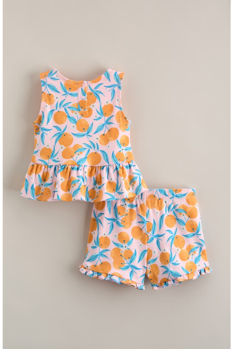 Peplum Tank & Shorts Set, Alternate, color, PINK OPAL ORANGE BLOSSOMS