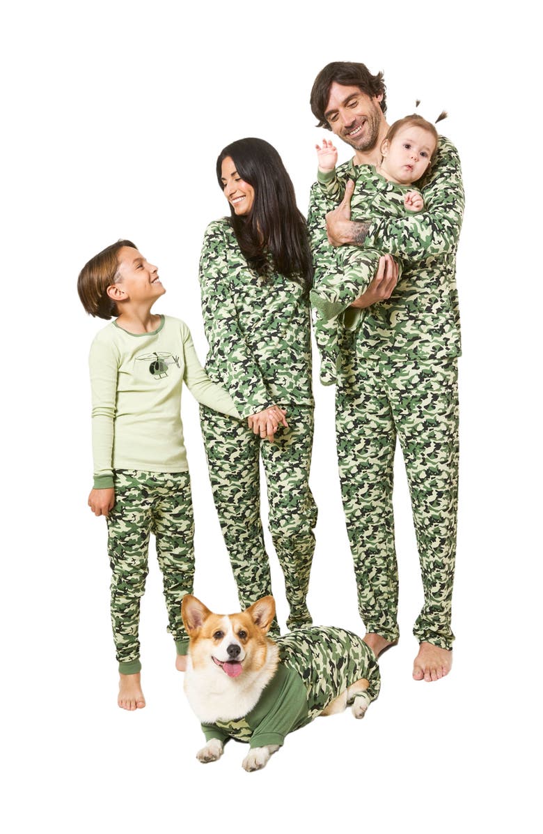 Leveret Kids Two-Piece Cotton Printed Matching Family Pajamas, Playful Graphics, Alternate, color, Army Helicopter