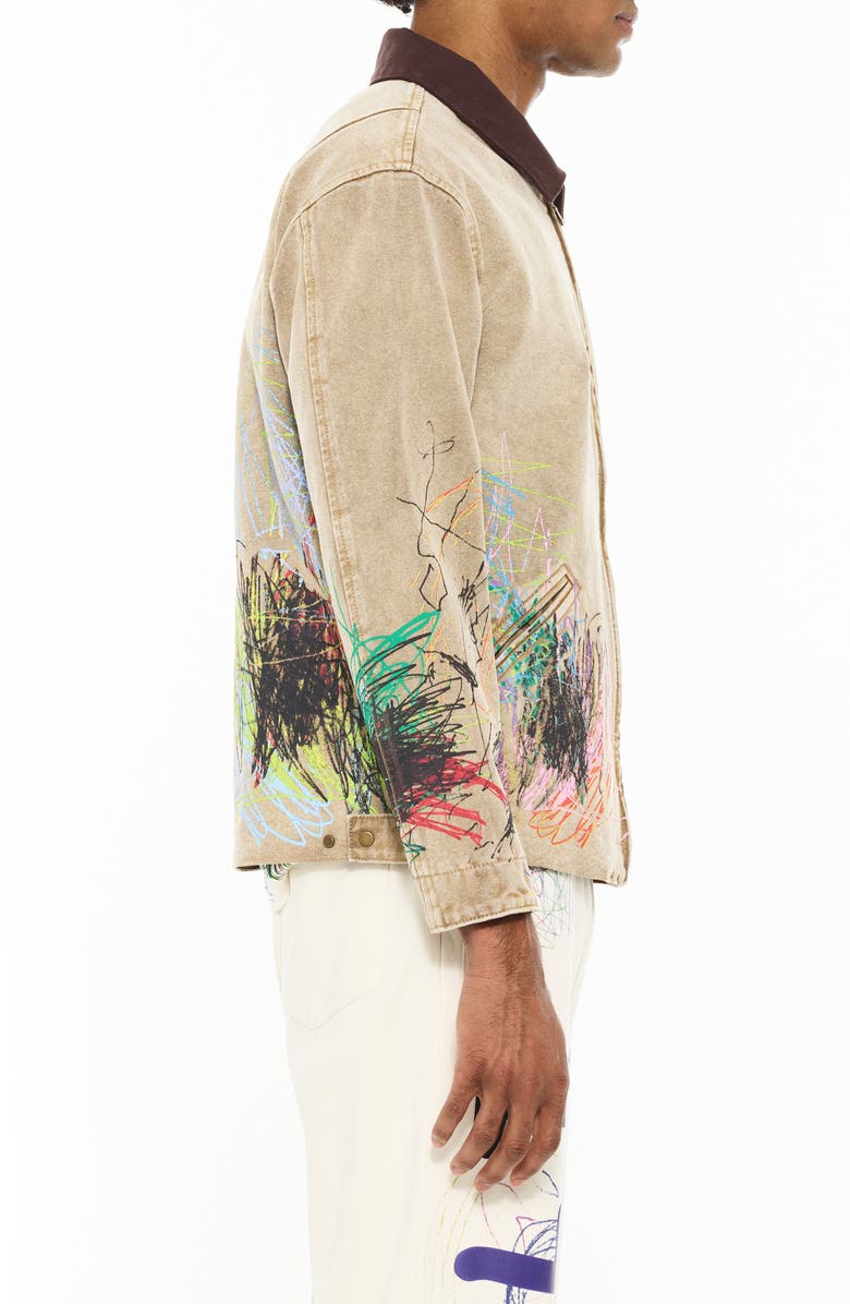 Cult of Individuality Scribbled Graphic Cotton Canvas Jacket, Alternate, color, Scribble