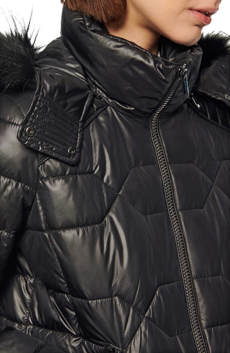 Marc New York Faux Fur Trim & Feather Puffer Jacket, Alternate, color, 