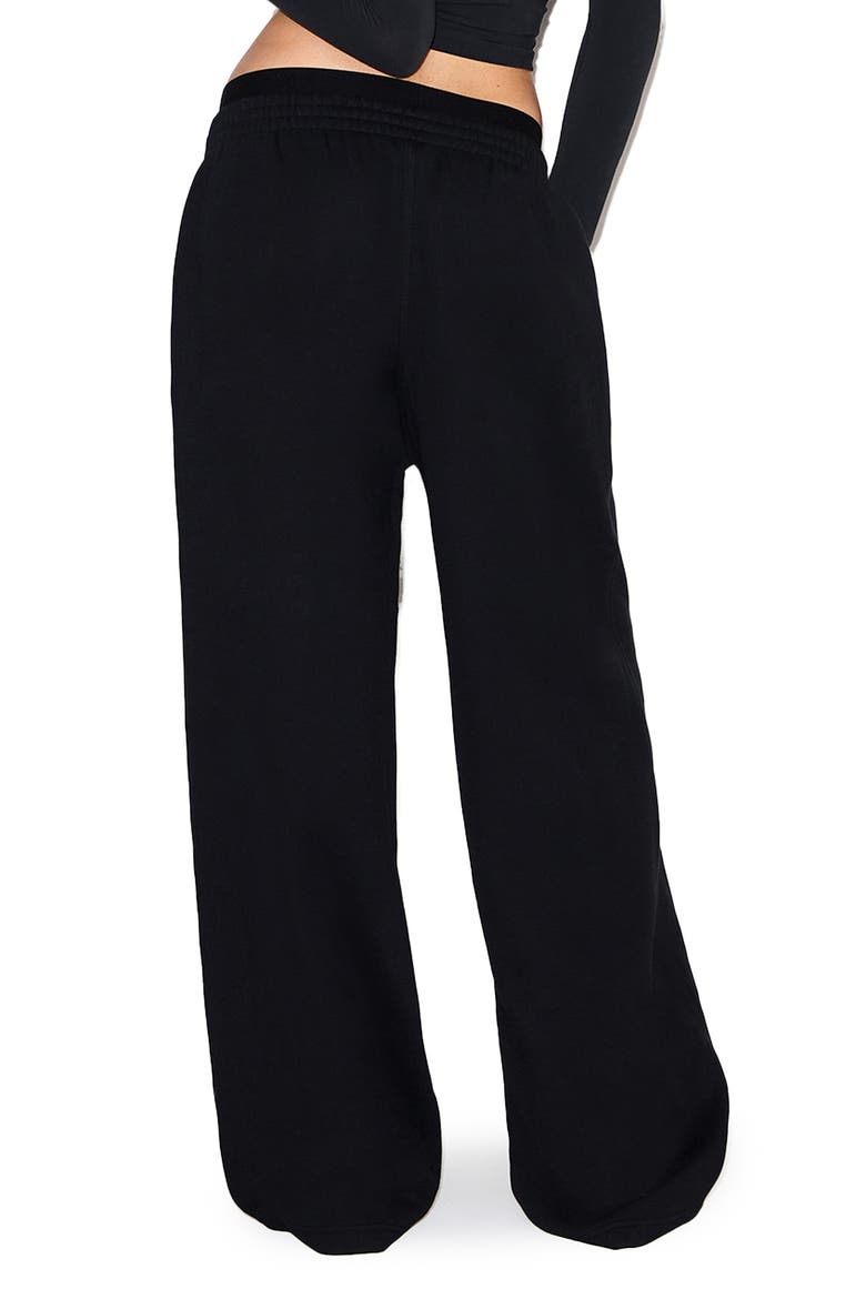Cotton Blend Fleece Exposed Boxer Pants, Alternate, color, ONYX