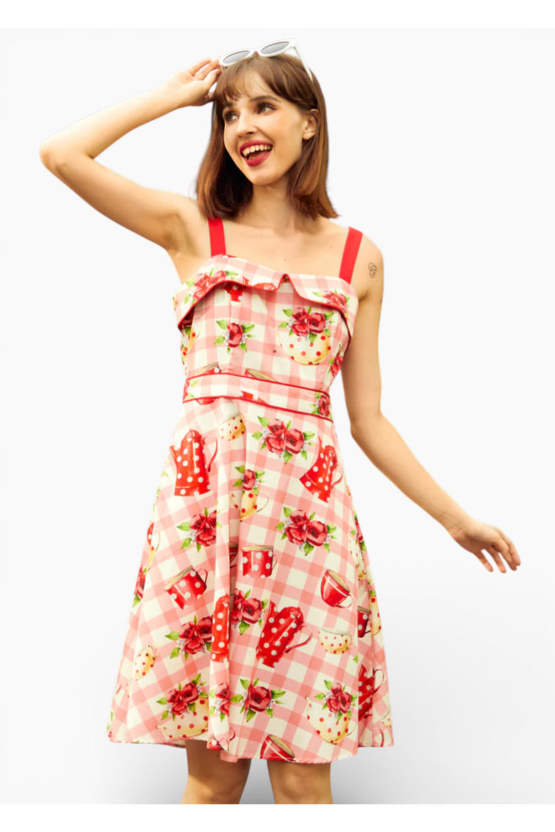Tea Time Cutie Dress, Main, color, Strawberry Teacake
