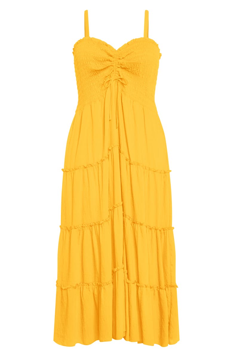 City Chic Alisa Smocked Sleeveless Maxi Dress, Alternate, color, Sunshine