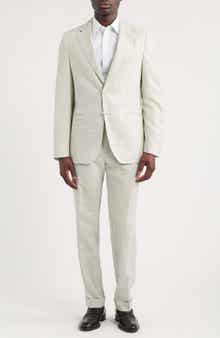 Huge Slim Fit Tan & Grey Microcheck Virgin Wool Suit