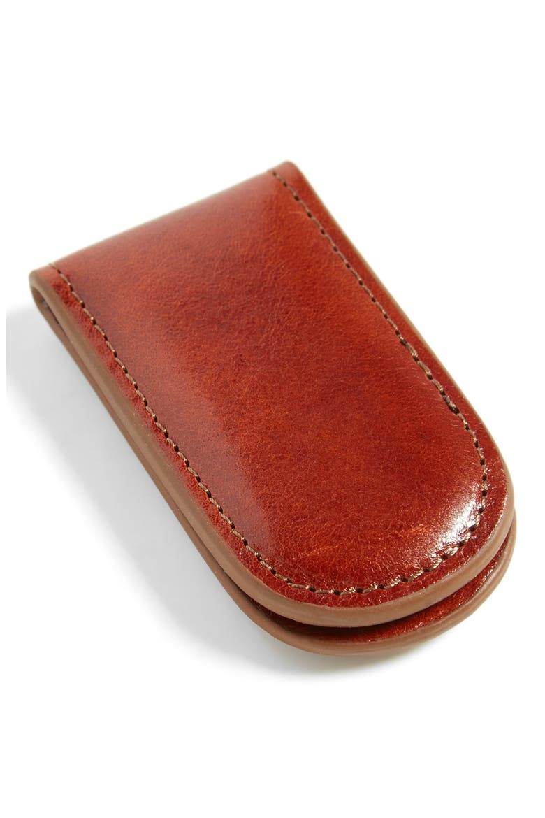 Leather Money Clip, Main, color, AMBER