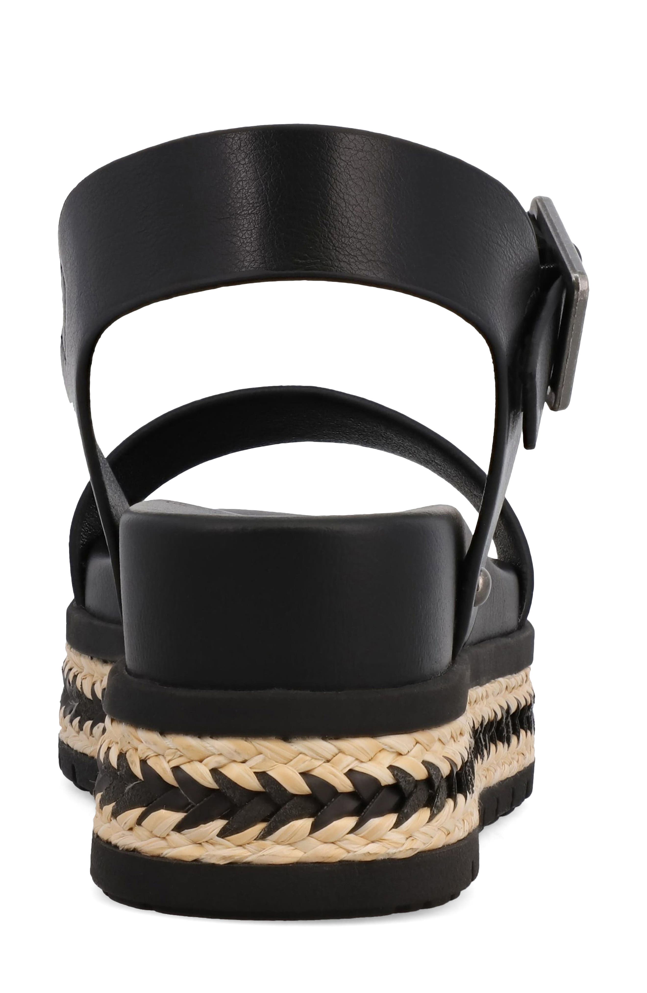 MIA Kiera Ankle Strap Platform Wedge Sandal, Alternate, color, Black/ Natural