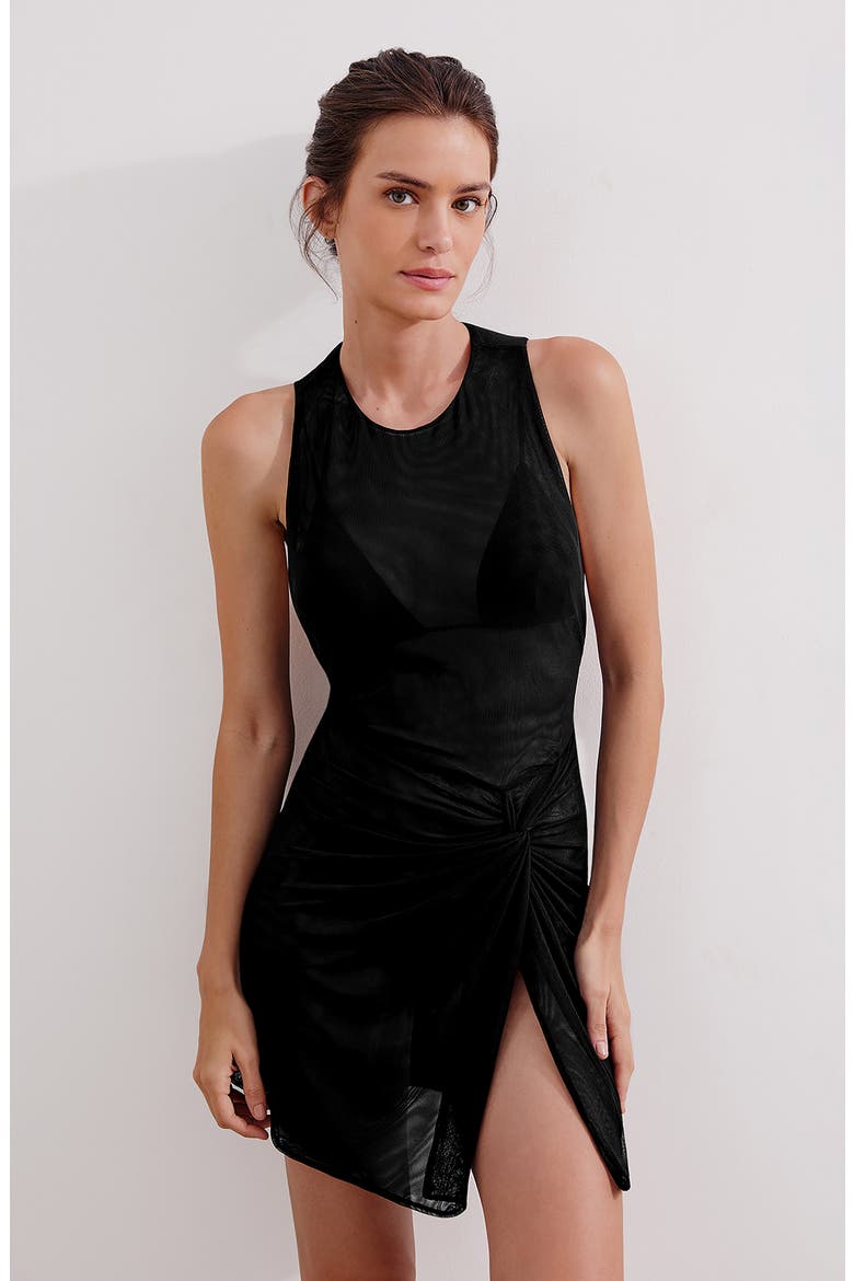 Mila Short Cover-Up Dress, Alternate, color, BLACK
