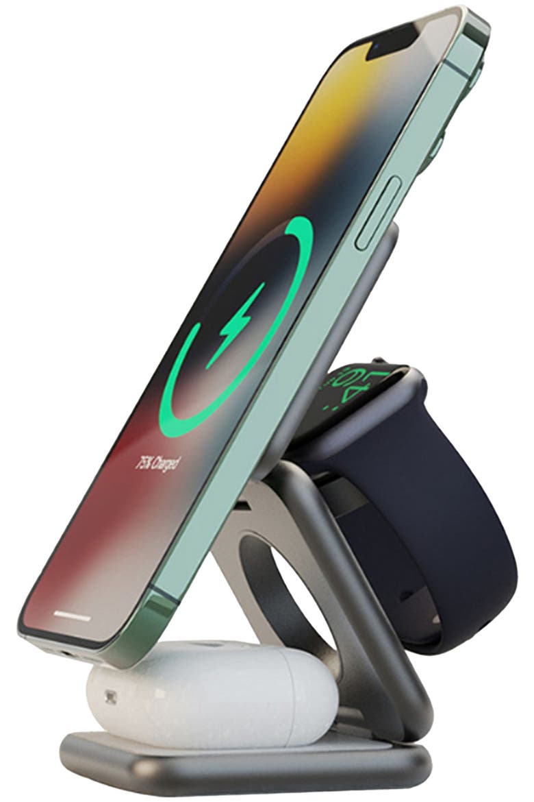 Trio 3 in 1 Magnetic Charger for Apple iPhones / Watches / Airpods, Alternate, color, Black