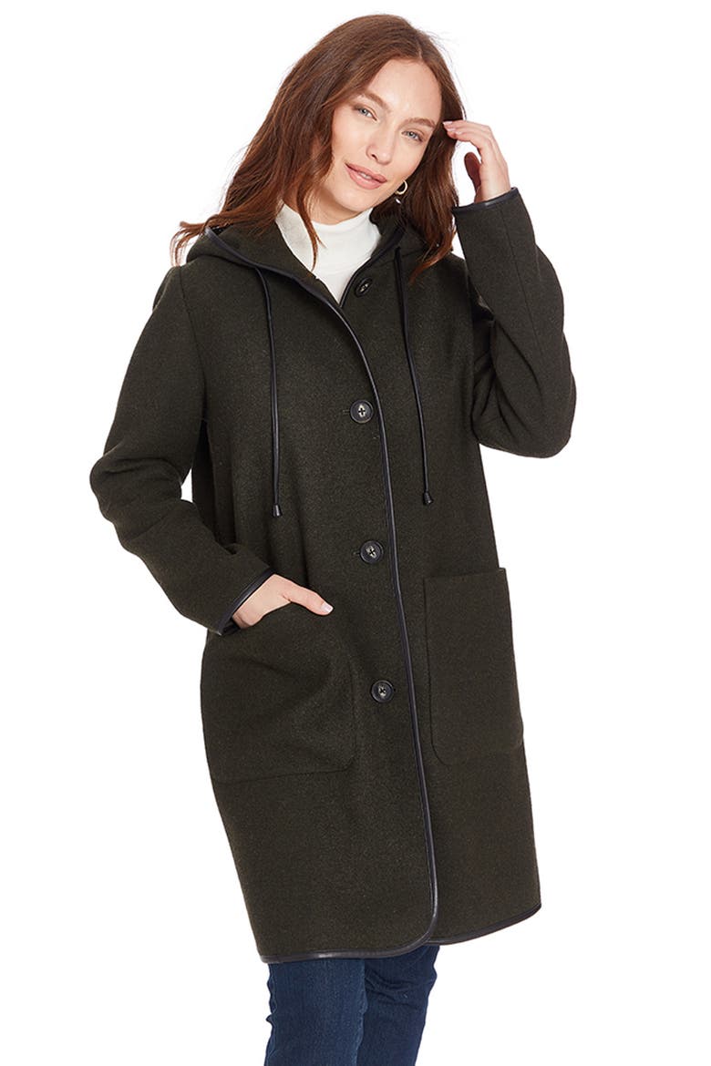 Water Resistant Duffle Coat, Alternate, color, FOREST GREEN