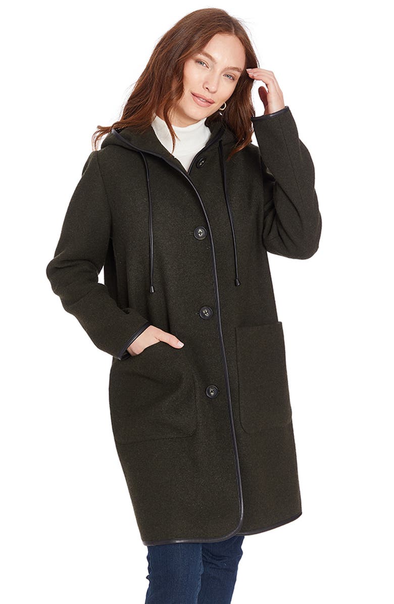 Frye Water Resistant Duffle Coat, Alternate, color, Forest Green