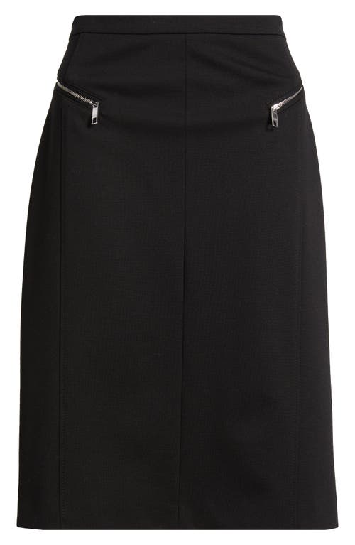 Hugo Boss Pencil Skirt With Zipped Pockets In Stretch Material In Black